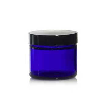 Jar 4 Ounce Pet Cobalt Blue With Black Cap