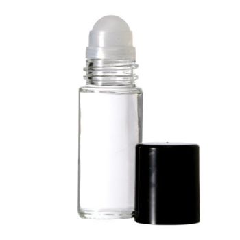 30ml Roll-on Plain Clear Glass Bottle with ball, Black Cap