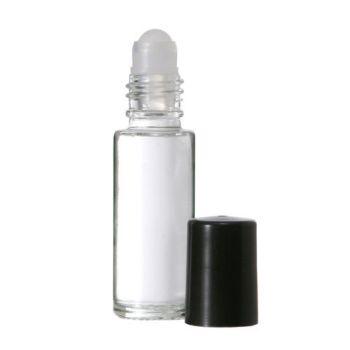 5ml Roll-on Clear Plain Glass Bottle with Ball, Black Cap