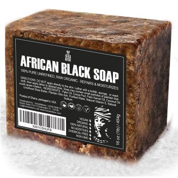 Raw African Black Soap Bar - For All Skin Types - Face, Body, Hair Soap Bulk Bars