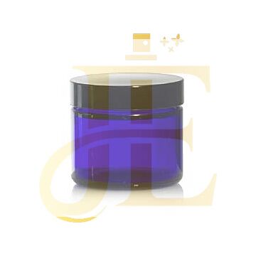 Jar 4 Ounce Pet Cobalt Blue With Black Cap