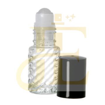 5ml Roll-on Swirl Clear Glass Bottle with Ball, Black Cap