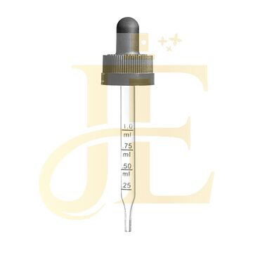 Calibrated Child Resistant Glass Dropper 89mm For 1oz Boston Round