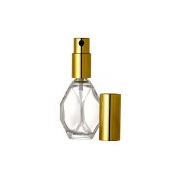 15ml Diamond Shape Glass Bottle With Gold atomizer 