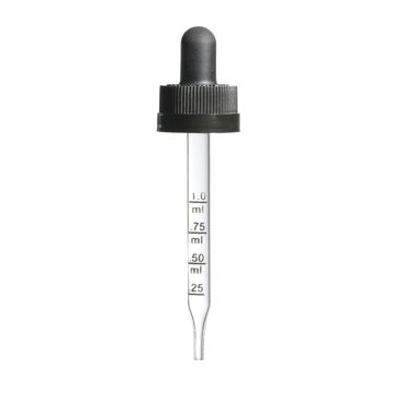 Calibrated Child Resistant Glass Dropper 89mm For 2oz Boston Round