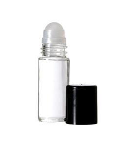 30ml Roll-on Plain Clear Glass Bottle with ball, Black Cap