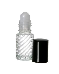 5ml Roll-on Swirl Clear Glass Bottle with Ball, Black Cap
