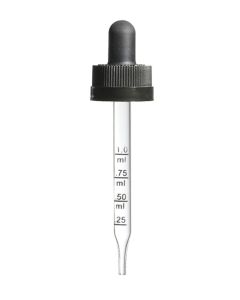 Calibrated Child Resistant Glass Dropper 89mm For 2oz Boston Round