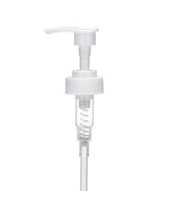 38-400 Ribbed White Lotion Pump lock down Head 11″ Dip Tube